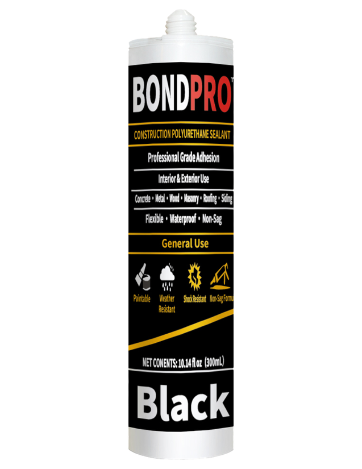 BondPro Construction Polyurethane Sealant 10.14 fl oz 300ml Black