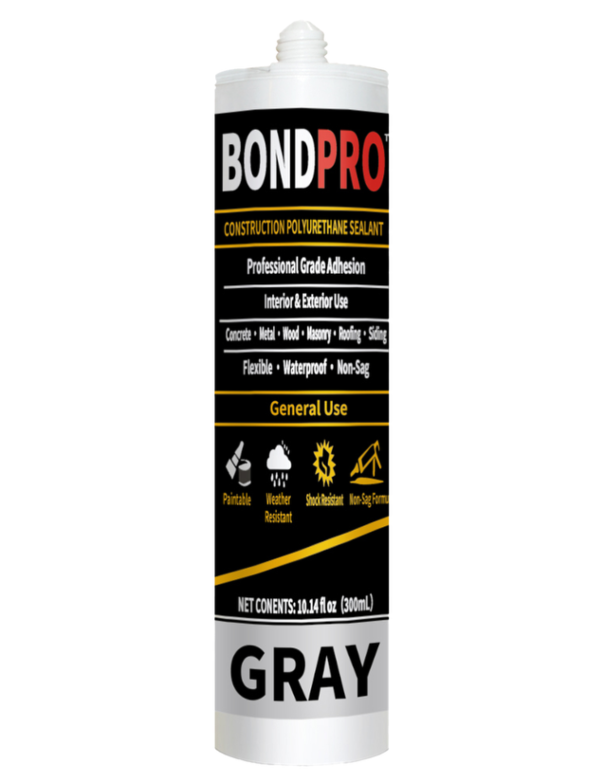 BondPro Construction Polyurethane Sealant 10.14 fl oz 300ml Gray